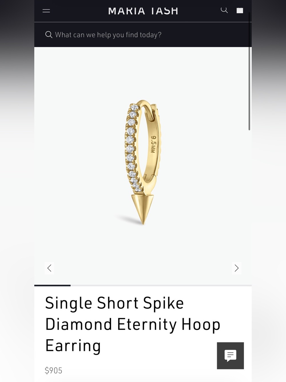 Maria Tash Short Spike Diamond Eternity Hoop Earring | 18K Yellow Gold | 9.5mm